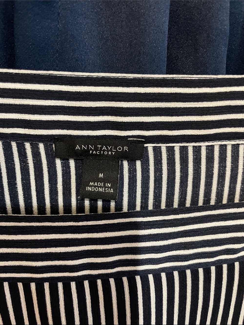 Ann Taylor Factory Black & White Striped Square-Neck Blouse - Picture 2 of 3
